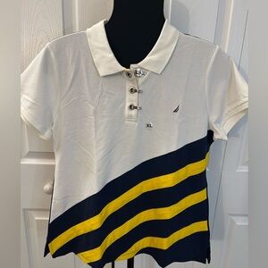 New! 90s Nautical Metal latch hardware polo shirt! Logo back